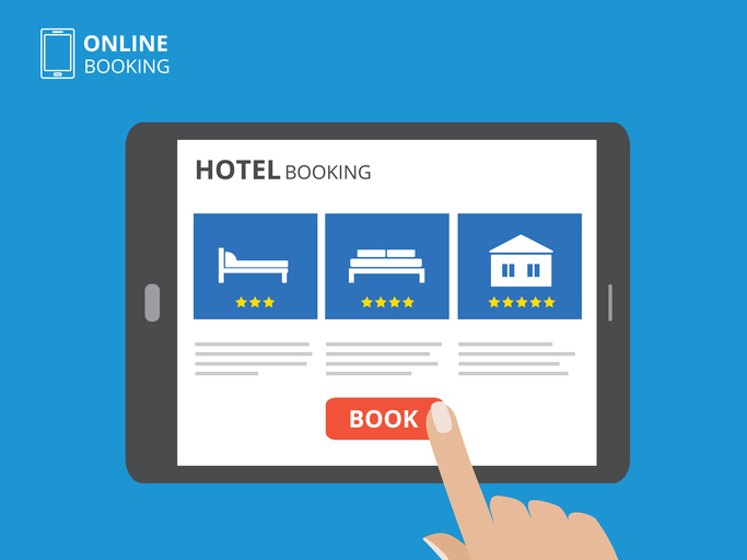 online hotel booking through a tablet