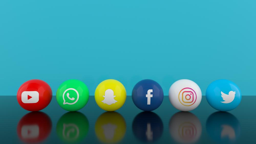 Social Media Services Icons with Blue Background