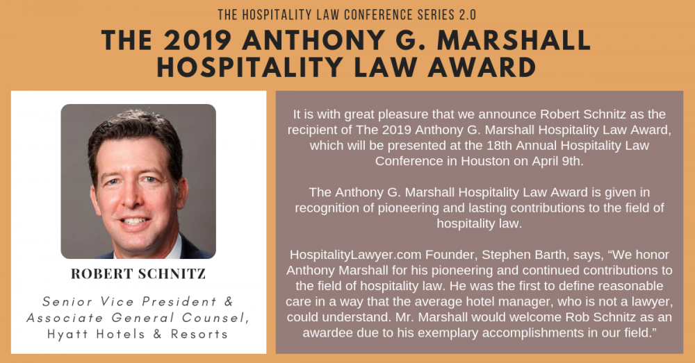 HLC 2.0 - 2019 Anthony G. Marshall Hospitality Law Award