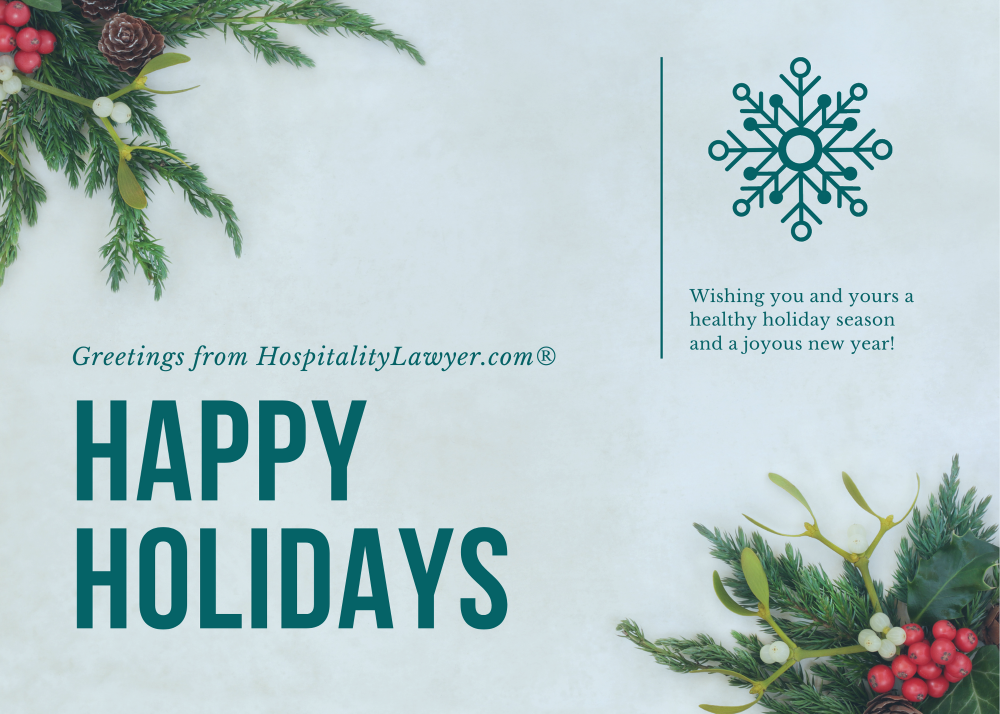Greetings from HospitalityLawyer.com | Happy Holidays