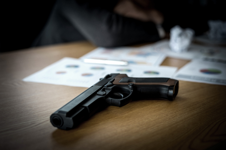 gun on a desk