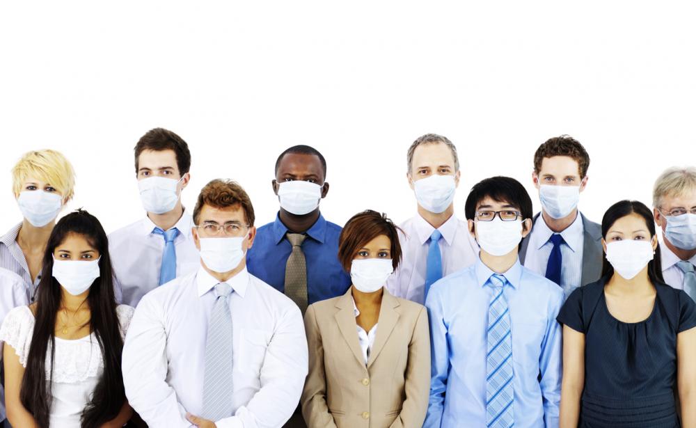 business people wearing face masks