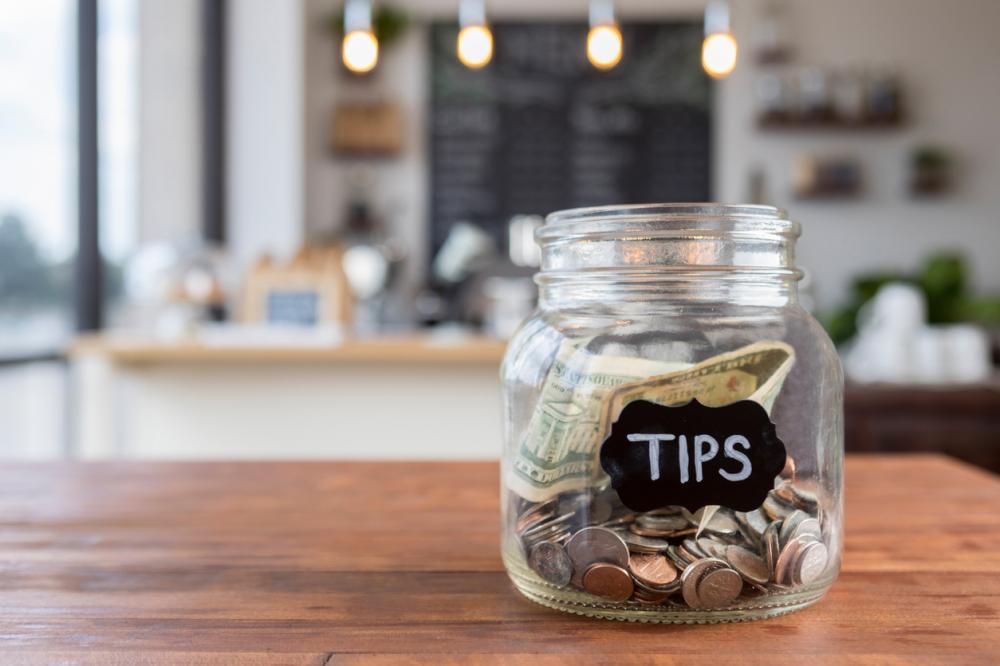 tip jar in a coffee shop