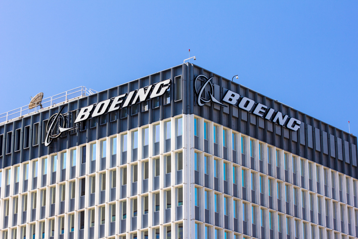 Boeing manufacturing facility and logo