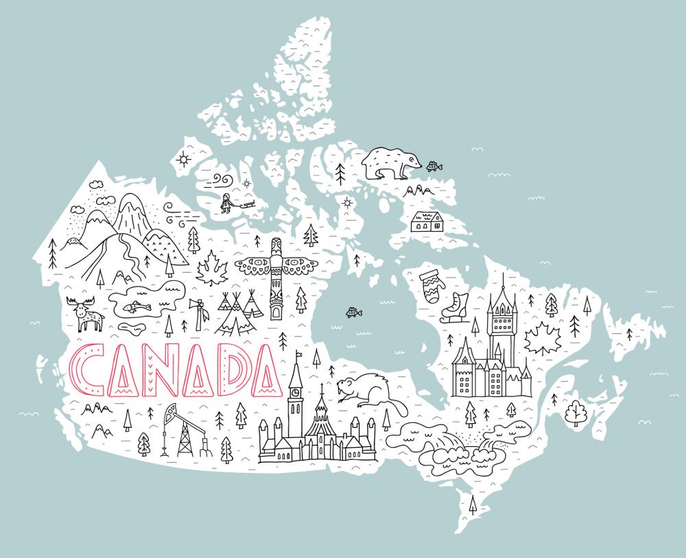 stylized map of canada