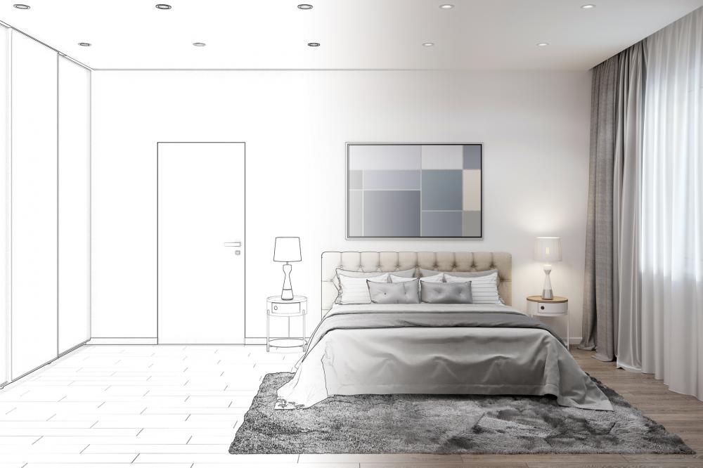 Sketch of the bedroom interior became a real interior